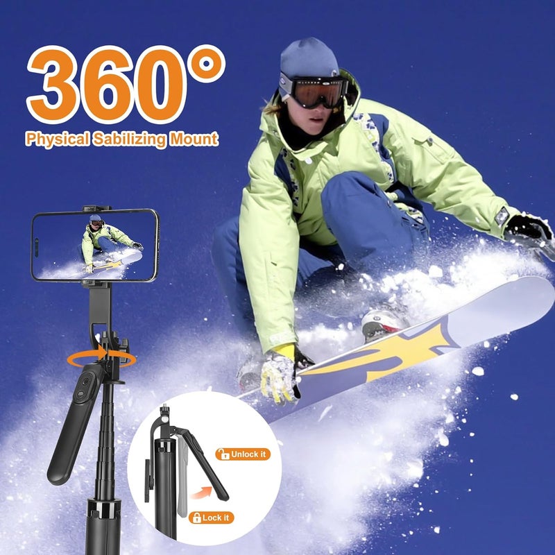 YUANRAN 70inch Selfie Stick Phone Tripod with Rechargeable Remote,Portable Extendable 3 in 1 Cell Phone Tripod Stand for Video Recording,Travel Selfie Stick for iPhone and Android - Image 2